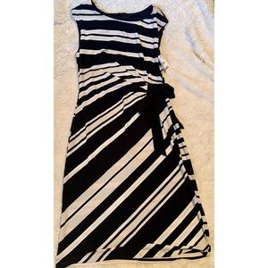 NWT Connected Apparel Black/Camel/Cream Striped Sleeveless Dress Size 6